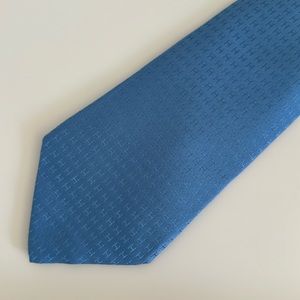 HERMES Faconnee H Tie H Logo Print Light Blue Silk Tie
